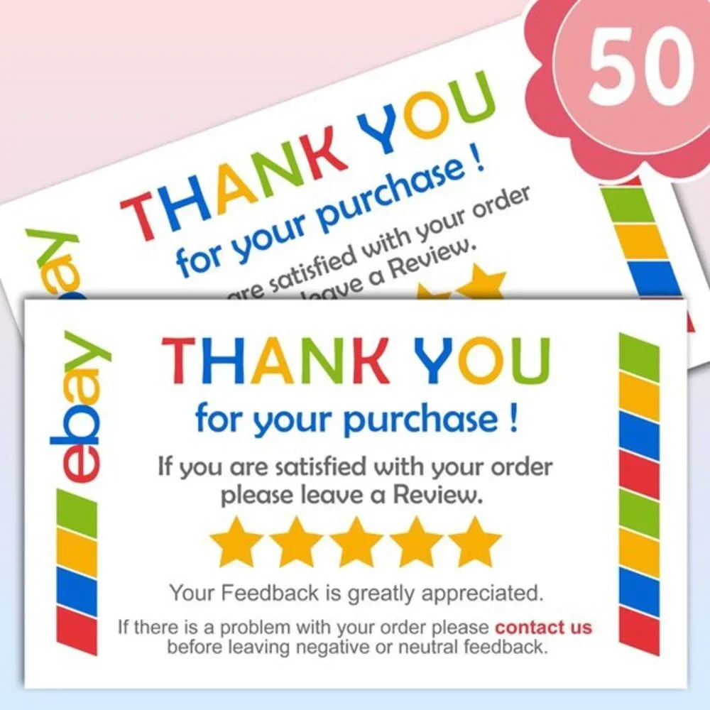 ♥️ 5x25 / 50 Thank ebay You Cards